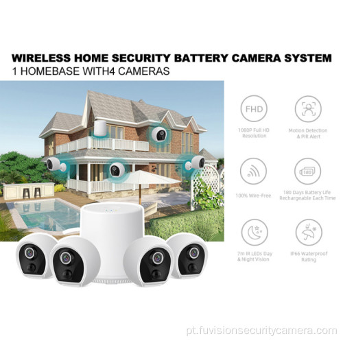 Câmera recarregável para detecção de movimento do sistema de segurança doméstica